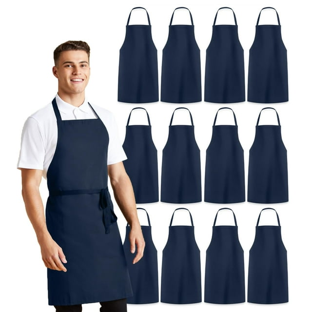 Avalon Kitchen 12-Pack Navy Blue Aprons – Unisex Adjustable Bib for ...
