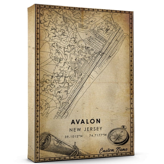 Avalon Map Poster, New Jersey Map Art Poster, Canvas, Avalon Map City vintage Poster, Street Map Artwork Poster, Avalon Map Canvas - 89AZ163