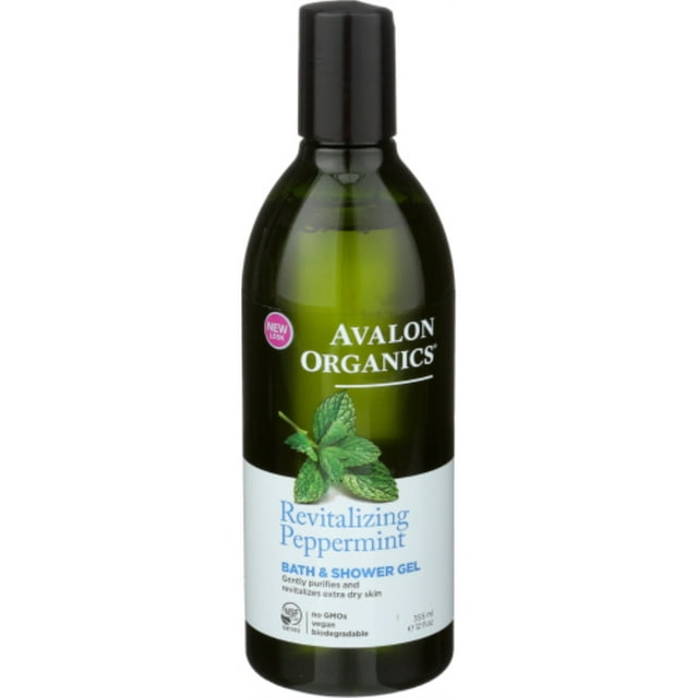 Avalon Organics Bath & Shower Gel, Revitalizing Peppermint, 12 fl oz (355 ml)