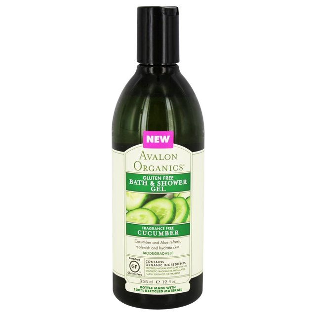 Avalon Organics Gluten Free Bath & Shower Gel, Cucumber, 12 Fl Oz