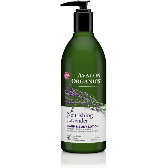 Avalon Organics Hand & Body Lotion, Nourishing Lavender 12 oz (Pack of 2)