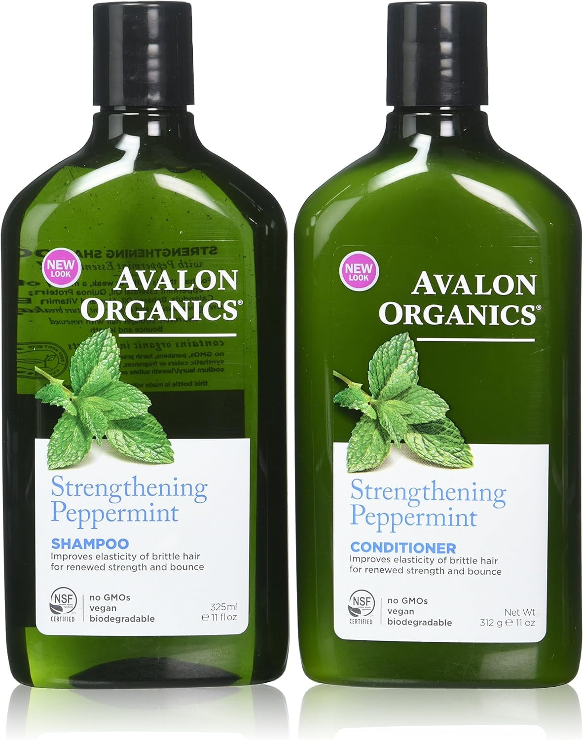 Avalon Organics Strengthening Peppermint Shampoo and Conditioner Set, 11 Ounce Each