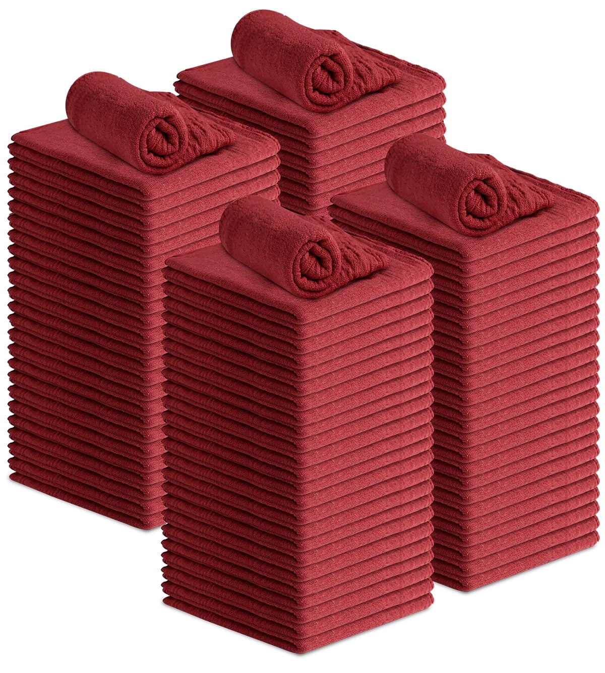 Avalon Red Cotton Shop Towels (Pack of 100, 12x14 Inches) - Reusable ...