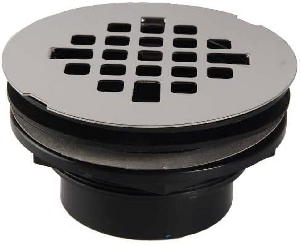 Avalon 2" Round Silver and Black Shower Drain with PVC Body
