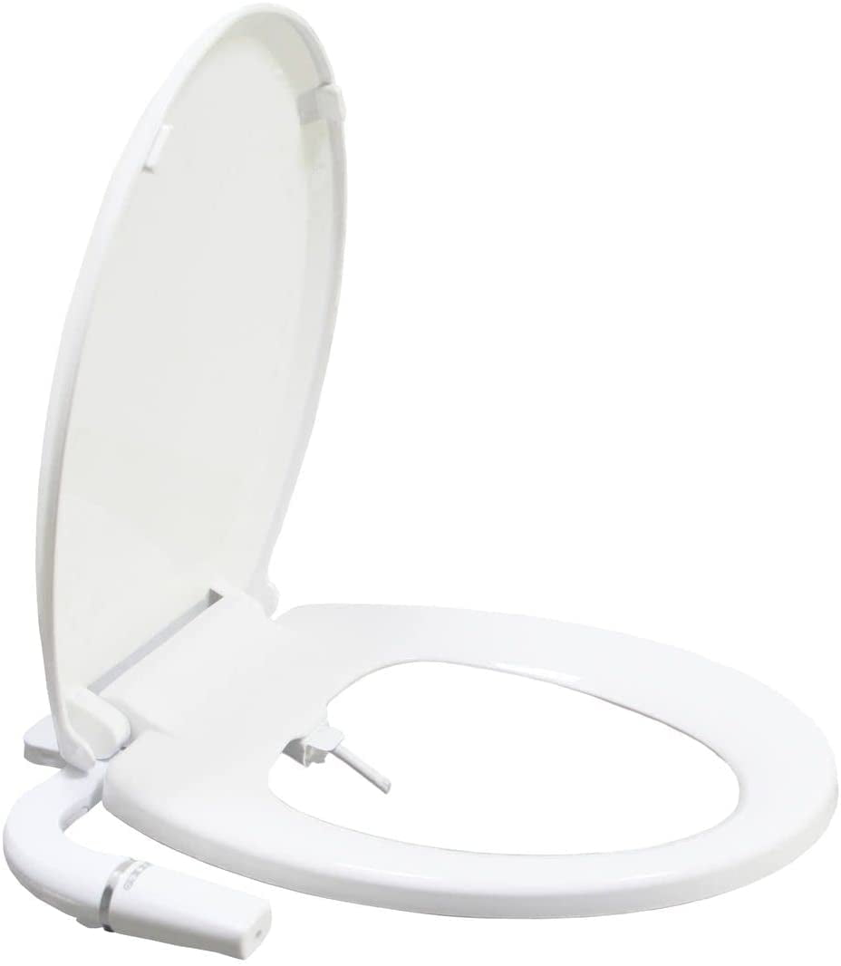 White Round Toilet Seat Bidet Attachment with Pressure Control
