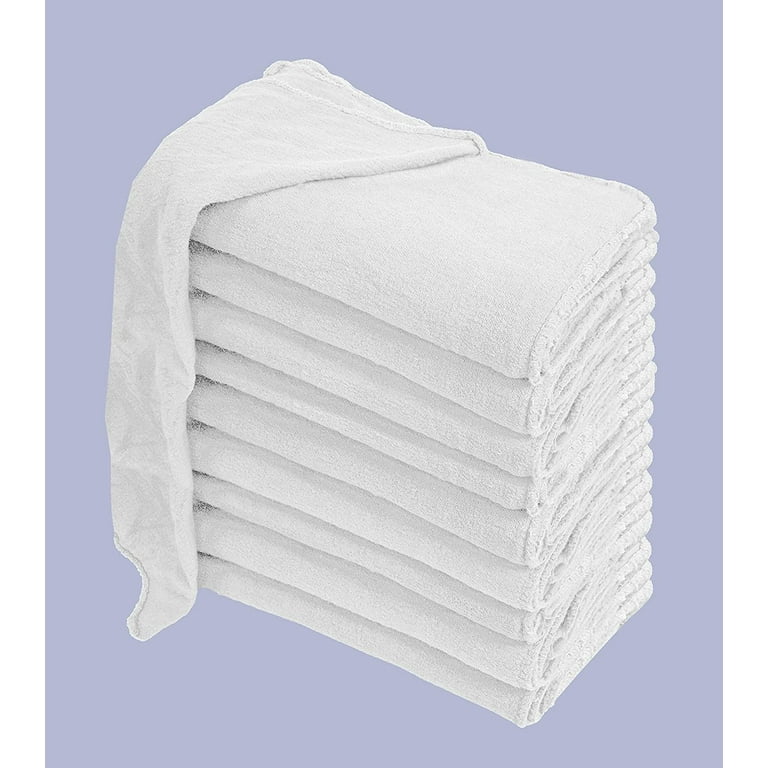 Economy Towels (White) Washcloths Set - 11x11 100% Cotton Terry Cloth  Highly Absorbent Wash Rags for General Cleaning Bath Kitchen Salon Gym  Motel Office Auto Detailing (12)