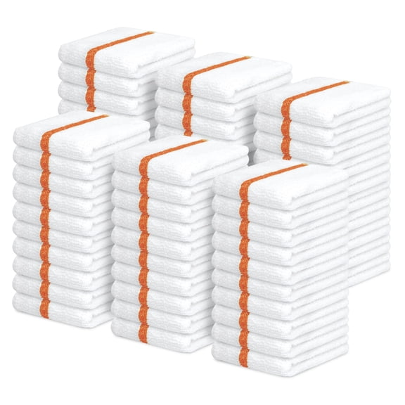Avalon Towels Kitchen Bar Mop Towels (16x19, Value Pack of 60) - 100% Cotton Bar Cleaning Rag Towels - Bulk Towels for Cleaning Kitchen, Bars and Multipurpose (Orange)