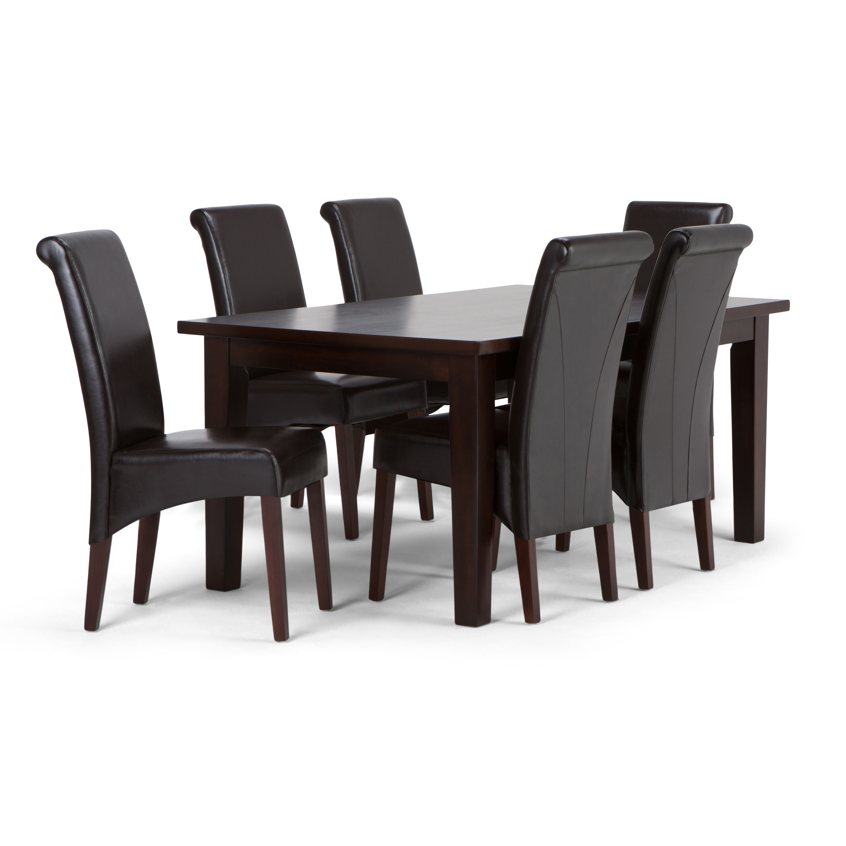 Avalon Transitional 9 Pc Dining Set with 6 Upholstered Dining Chairs in Dove Grey Linen Look Fabric and 54 inch Wide Table-Finish:Tanners Brown,Number of Items:7 Piece - image 1 of 2