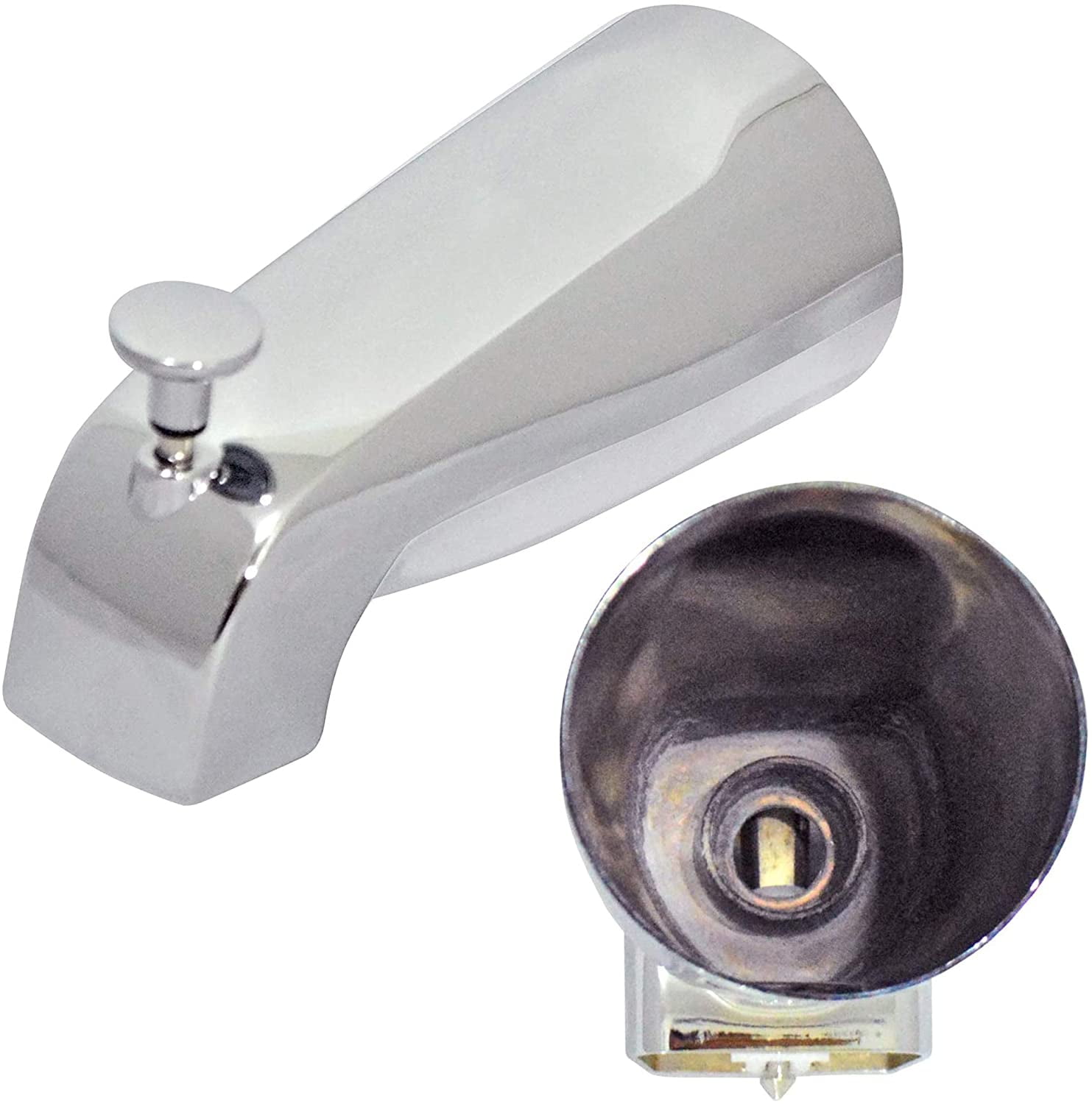 Avalon Tub Spout with Front Diverter, 1/2 inch IPS Polished Chrome. Bathroom