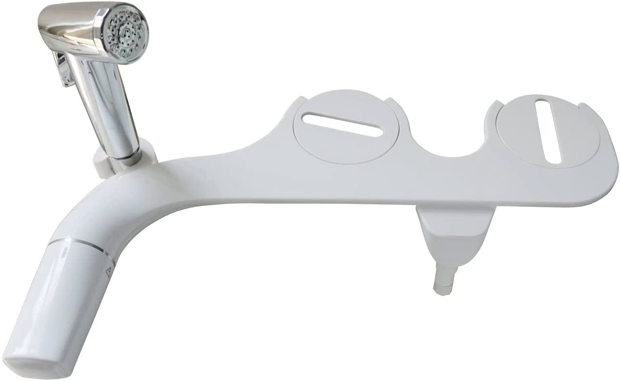Avalon Two-in-One Bidet and Handheld Cleaning White Round Compact with Braided Metal Bidet Hose