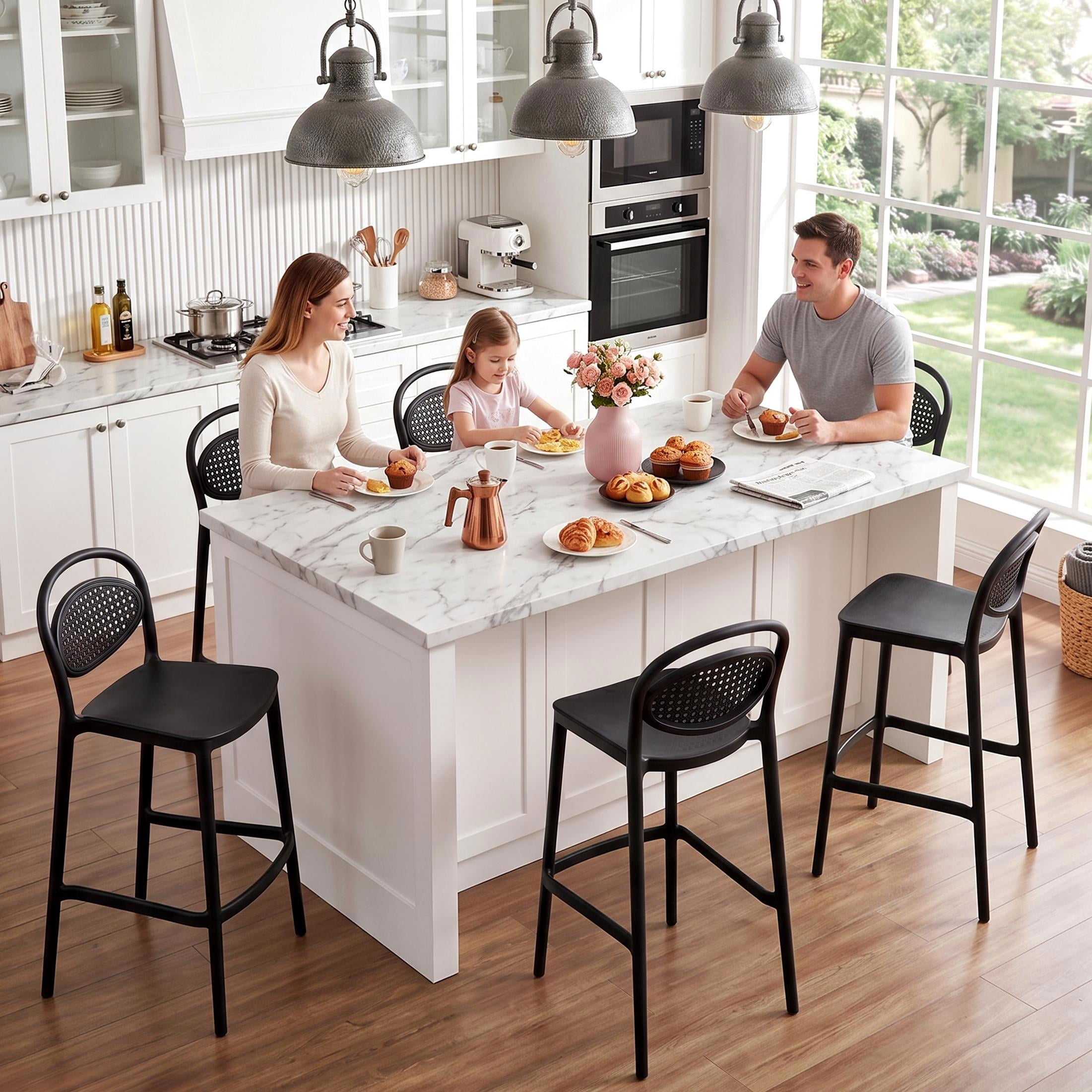 Avaloomia Home Counter Height Bar Stools Set of 6, Rattan Style 30 Inch ...