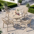 thumbnail image 1 of Avaloomia Home Outdoor Dining Chairs Set of 4, All Weather Stackable Plastic Patio Chairs with Armrest & Anti-Slip for Garden Porch Deck Kitchen No Assembly, Camel, 1 of 8
