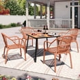 thumbnail image 1 of Avaloomia Home Outdoor Dining Chairs Set of 4, All Weather Stackable Plastic Patio Chairs with Armrest & Anti-Slip for Garden Porch Deck Kitchen No Assembly, Coral Red ﻿, 1 of 7