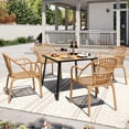 thumbnail image 1 of Avaloomia Home Outdoor Dining Chairs Set of 4, All Weather Stackable Plastic Patio Chairs with Armrest & Anti-Slip for Garden Porch Deck Kitchen No Assembly, Light Beige ﻿, 1 of 7