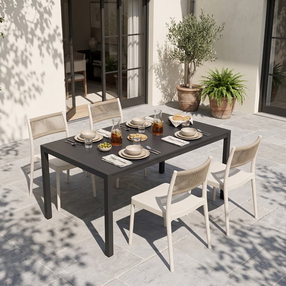 Avaloomia Home Outdoor Stacking Dining Chairs Set of 4, Plastic Patio Dining Chairs, All Weather No Assembly Outdoor Patio Chairs Armless & Anti-Slip for Garden Porch Deck Backyard, Off White