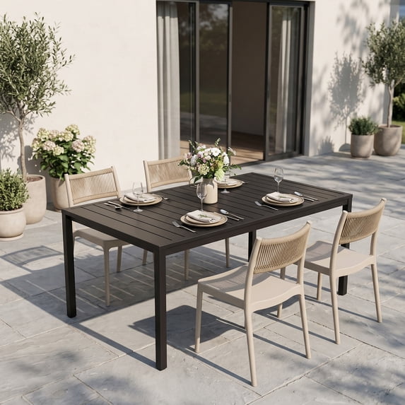 Avaloomia Home Outdoor Stacking Dining Chairs Set of 4, Plastic Patio Dining Chairs, All Weather No Assembly Outdoor Patio Chairs Armless & Anti-Slip for Garden Porch Deck Backyard, Taupe