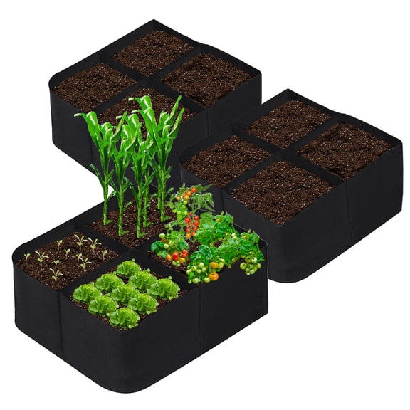 Avalution Fabric Raised Garden Beds Outdoor, 3Pack 2X2 Ft 4 Grids Plant Grow Bags, Vegetables Planter Raised Bed for Growing Potatoes Flowers, Square Plant Growing Container Bags for Outdoor