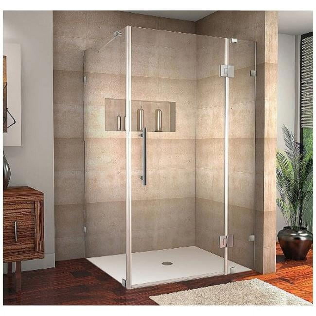 Avalux Frameless Clear Tempered Glass Shower Enclosure with Stainless Steel Hardware