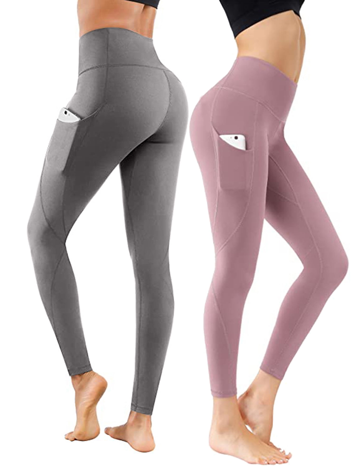 Avamo 2 Pack Women's Tummy Control Sports Leggings Moisture Wicking High  Waist Sexy Leggings Active Wear Moisture Wicking Pants With Pockets For  Phones Gym Clothes For Girls Women Stretch Yoga Pants 