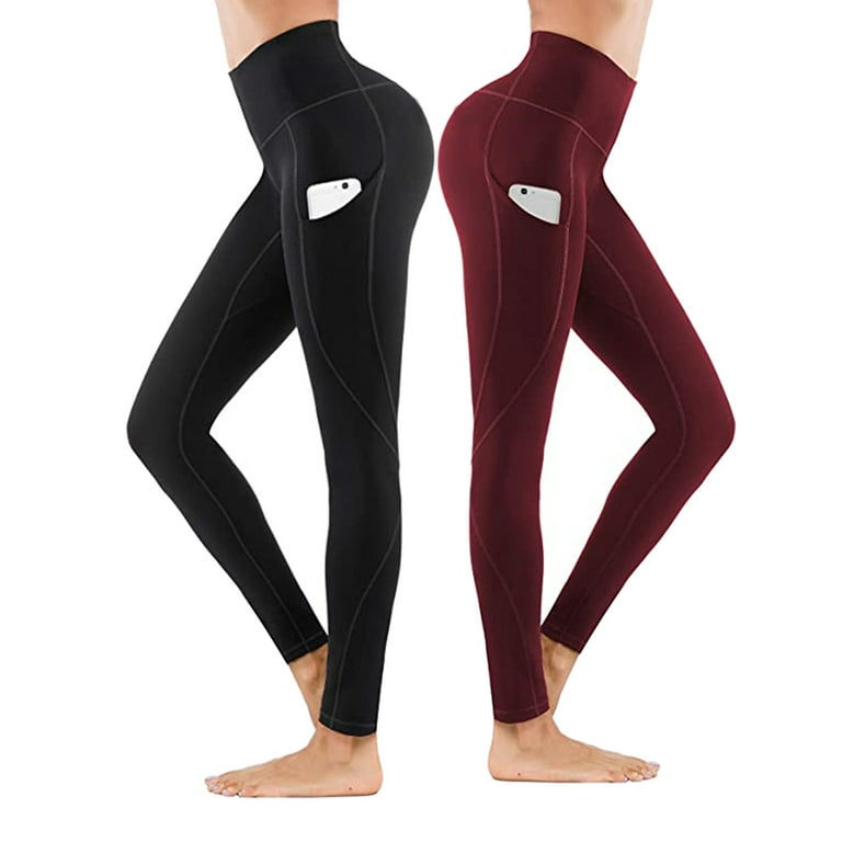 Avamo 2 Pack Women's Tummy Control Sports Leggings Moisture Wicking High  Waist Sexy Leggings Active Wear Moisture Wicking Pants With Pockets For  Phones Gym Clothes For Girls Women Stretch Yoga Pants 