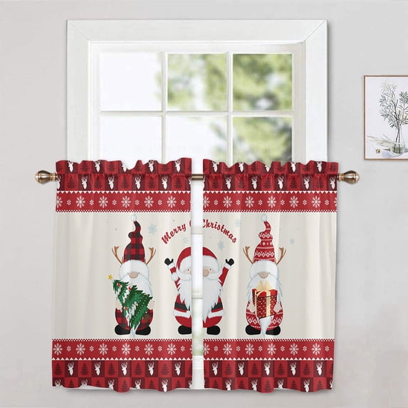 Avamo Christmas Kitchen Valance Cafe Tier Xmas Short Curtain Slot Top Window Treatments Rod Pocket Window Drapes
C 2pc-Tier Curtain: W:42''x H:54''