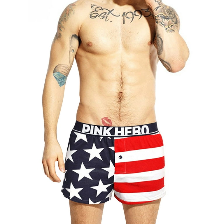 Avamo Cotton Boxers Underwear for Men Graphic Vintage Boxer shorts American  Flag UK Flag 