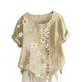 thumbnail image 1 of Avamo Ladies Bohemian Floral Print Top Crew Neck Casual T Shirt Women Button Work Pullover, 1 of 2