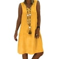 thumbnail image 1 of Avamo Ladies Loose Plain Cotton Linen Tank Dresses Summer Sleeveless A-Line Casual Sundress Summer Linen Tunic Mini Dress, 1 of 2