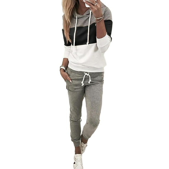 Avamo Long Sleeve 2pcs Casual Sweatshirt Outfits For Women Hoodies Tracksuits Sets Comft Jogger Lounge Wear Outfits Set