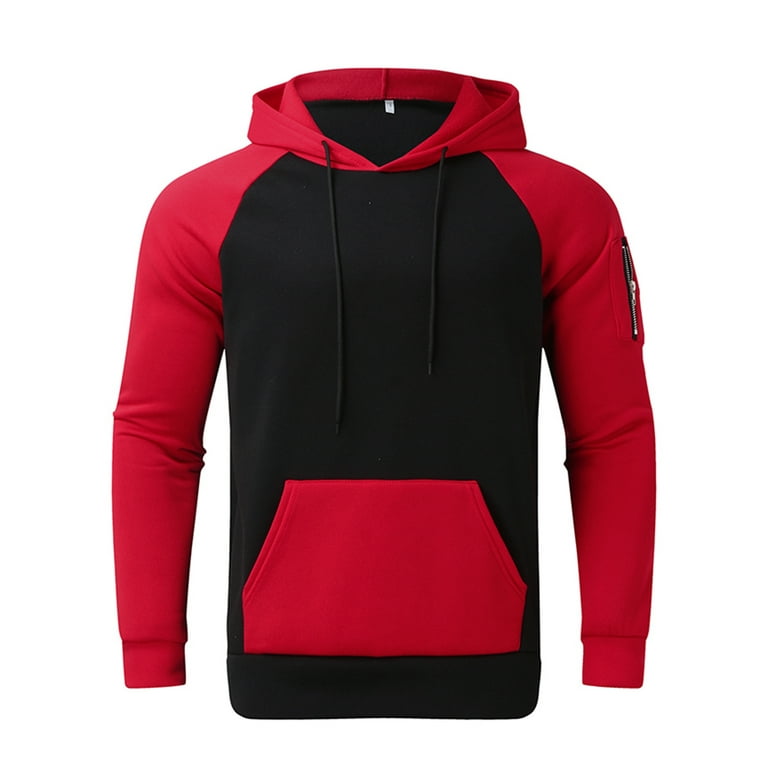 Casual stitching men's long sleeve hoodies top