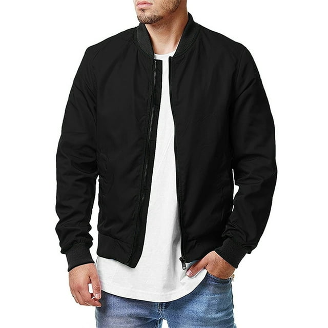 Avamo Men Full Zip Baseball Jacket Windbreaker Regular Fit Bomber