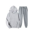 thumbnail image 1 of Avamo Men Regular Fit Jogger Sets Solid Color Fleece Hoodies Sweatsuit Drawstring Fall Sweatshirts+Pant Outfits With Pockets Grey 2XL, 1 of 2