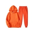 thumbnail image 1 of Avamo Men Regular Fit Jogger Sets Solid Color Fleece Hoodies Sweatsuit Drawstring Fall Sweatshirts+Pant Outfits With Pockets Orange L, 1 of 2