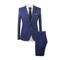 thumbnail image 1 of Avamo Men Slim Fit Suit One Button 2-Piece Blazer Dress Suit Business Wedding Party Jacket & Pant, 1 of 2