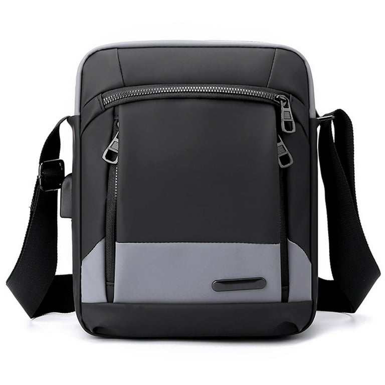 Avamo Men's Small Messenger Purse Bag with USB Charging Port Waterproof  Nylon Shoulder Bag Casual Multi Pockets Black Purse Handbag Crossbody Bag  Sling Bag for Work School 