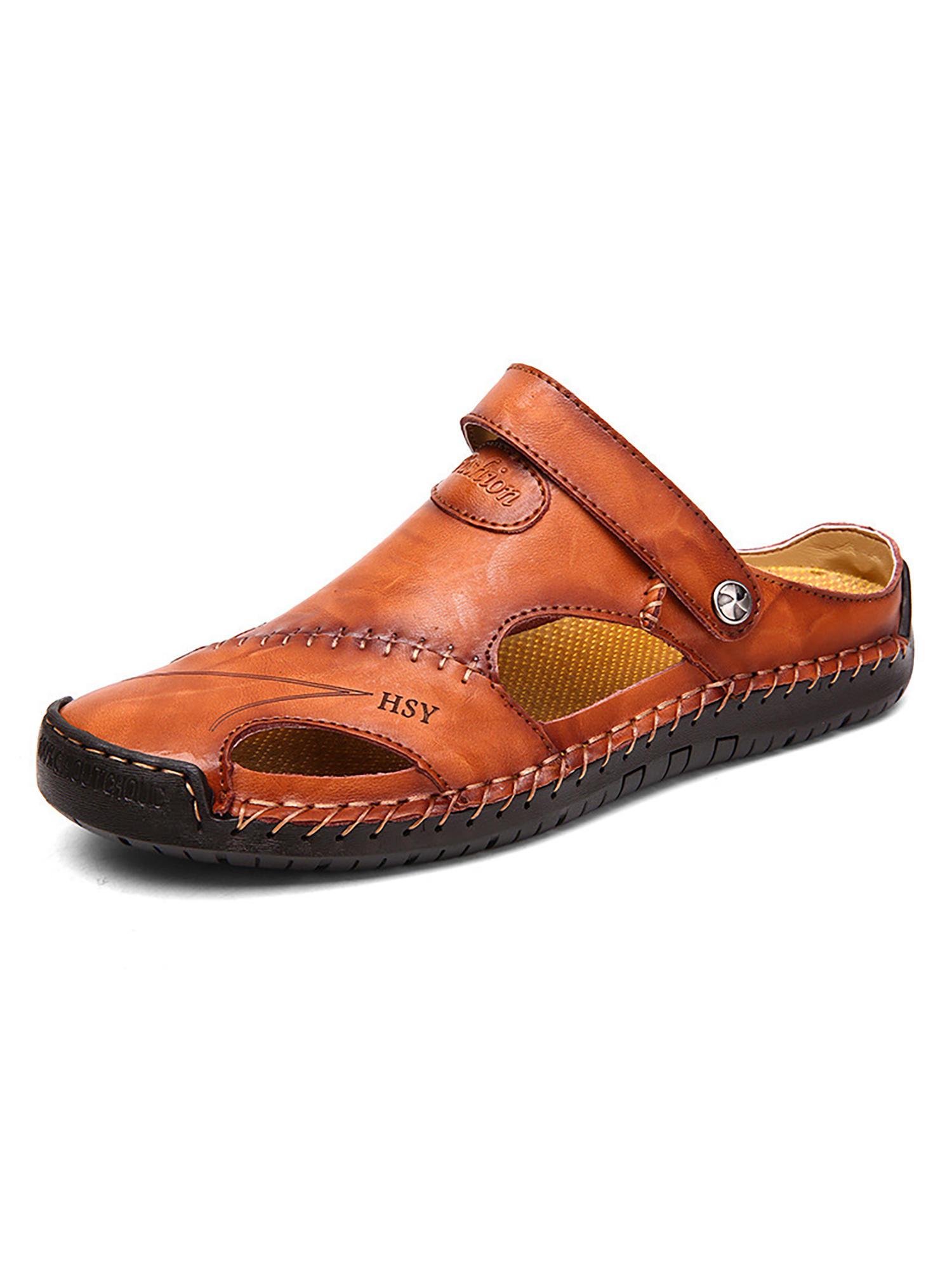 Avamo Mens Beach Sandals Leather Shoes Casual Summer Clogs Shoes Fashion Men Slippers - image 1 of 5