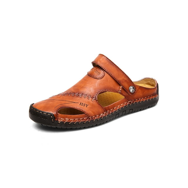 Avamo Mens Beach Sandals Leather Shoes Casual Summer Clogs Shoes Fashion Men Slippers
