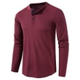 thumbnail image 1 of Avamo Mens Henley Waffle Casual Long Sleeve Lightweight Button T-Shirts Autumn Regular Fit Shirt, 1 of 4