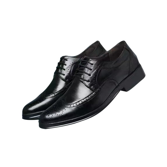 Avamo Mens Nonslip Dress Shoes Solid Color Oxford Shoe Work Smooth Round Toe Oxfords Black 5.5
