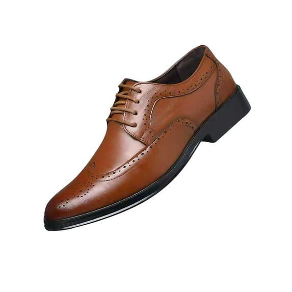 Avamo Mens Nonslip Dress Shoes Solid Color Oxford Shoe Work Smooth Round Toe Oxfords Brown 10
