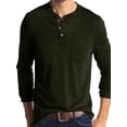 thumbnail image 1 of Avamo Mens Plain Solid Color Tops Long Sleeve Fashion Blouse Men Henley Sport Pullover Army Green L, 1 of 5