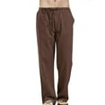 thumbnail image 1 of Avamo Mens Plus Size Linen Loose Trouser Casual Lightweight Elastic Waist Yoga Beach Pants with Pockets, 1 of 2