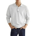 thumbnail image 1 of Avamo Mens Polo Shirt Lapel Neck Tee Solid Color T Shirts Sport Classic Fit Tops Athletic Long Sleeve Pullover White S, 1 of 2