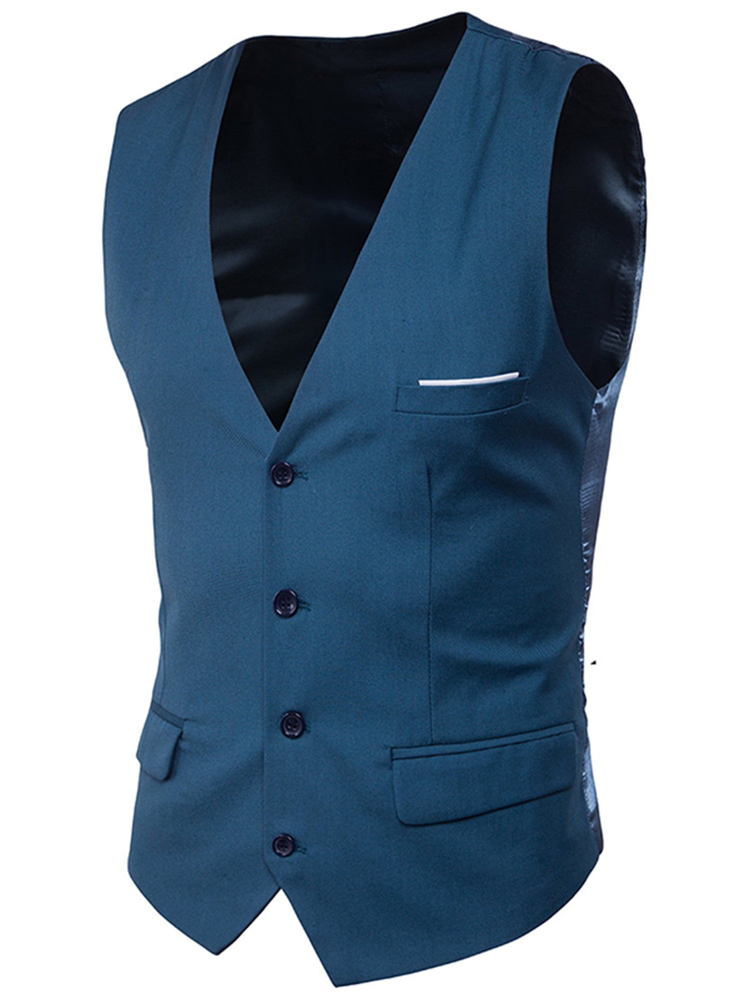 Suit Vest Sleeveless Pockets Simple Solid Color Men Formal Business Vest  Workwear - Walmart.com