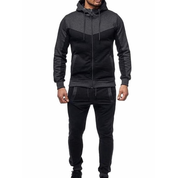 Avamo Mens Sweatsuits 2 Piece Hoodie Jacket Trouser Tracksuit Sets Casual Color Block Comfy Jogging Suits