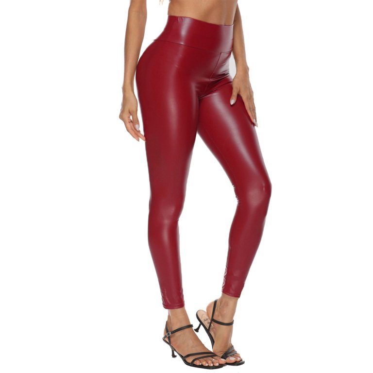 Streetwear Fall Outfits Casual Pu Leather Pants High Waist