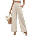 thumbnail image 1 of Avamo Pants For Womens Wide Leg Lounge Pants with Pockets Lightweight High Waist Loose Trousers Baggy Pants Loungewear Apricot L, 1 of 7