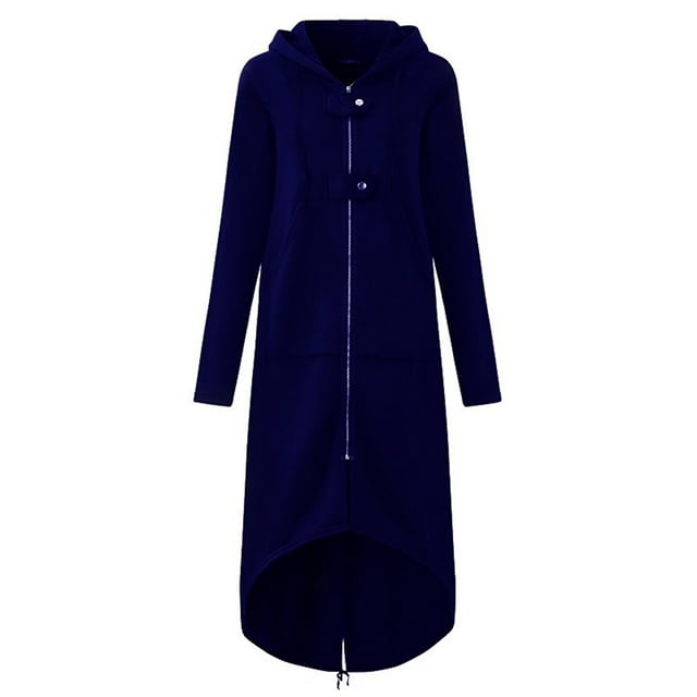Avamo Plus Size Ladies Trench Coat Hooded Windbreaker Women Casual Solid Color Rain Jacket Slim Fit
