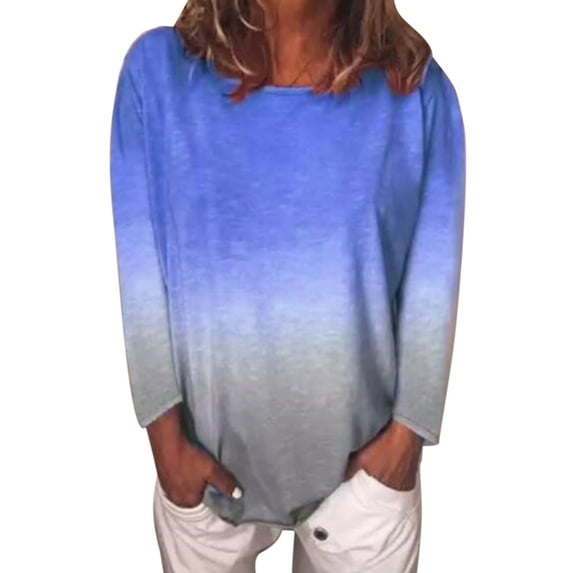 Avamo Plus Size Women Tie Dye Sweatshirt Long Sleeve Casual Pullover Tops Ladies Contrast Harajuku T Shirt Top Korean Color Block Patchwork Tunic Blouse