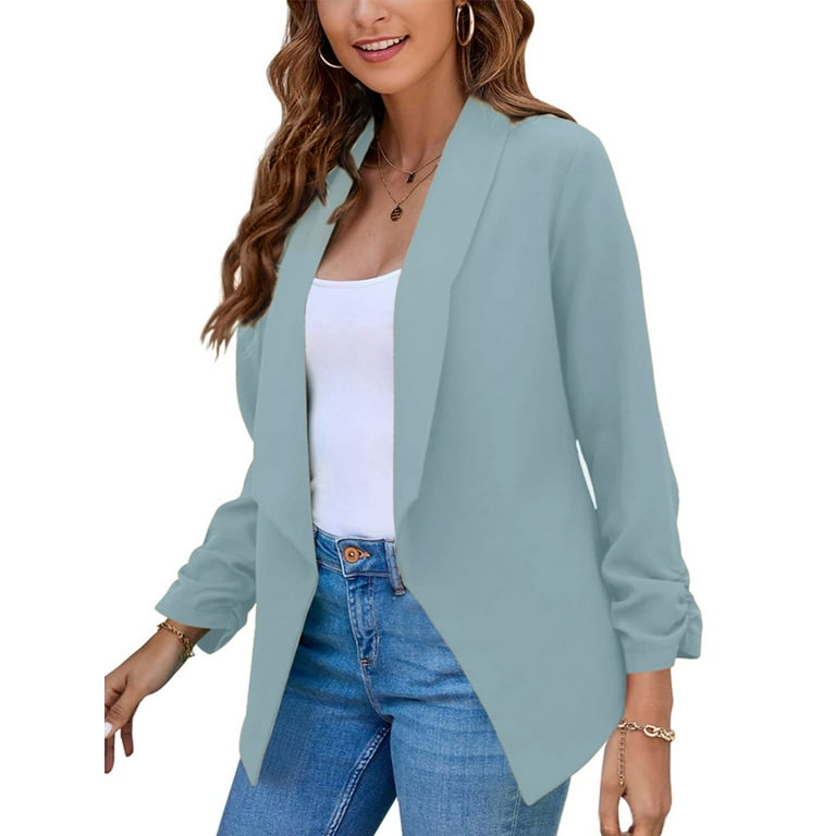 Women Blazer Jacket Long Sleeve Blazers Ladies Business Fitted Lapel  Outerwear